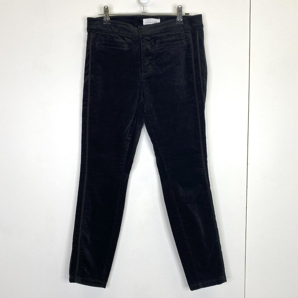 LOFT Pants Womens Size 2 Black Modern Skinny Tuxedo Stripe Velvet 26" Inseam
